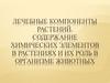 Лечебные компоненты растений. Содержание химических элементов в растениях и их роль в организме животных