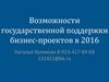 Возможности государственной поддержки бизнес-проектов в 2016