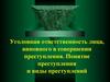 Уголовная ответственность. Понятие преступления и виды преступлений. Тема 3