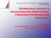 Бюджетный процесс в муниципальном образовании. Управление бюджетными ресурсами