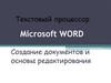 Microsoft WORD. Создание документов и основы редактирования