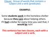Types of clauses in sentences