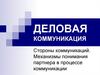 Деловая коммуникация. Стороны коммуникаций. Механизмы понимания партнера в процессе коммуникации