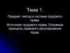 Предмет, метод и система трудового права. Источники трудового права. Основные принципы правового регулирования труда