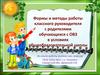 Формы и методы работы классного руководителя с родителями обучающихся с ОВЗ в условиях общеобразовательной школы