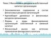 Финансовые ресурсы и собственный капитал организации. Тема 2