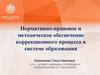 Нормативно-правовое и методическое обеспечение коррекционного процесса в системе образования