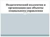 Педагогический коллектив дошкольной организации, как объект социального управления