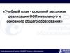 Учебный план - основной механизм реализации ООП начального и основного общего образования