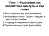 Философия как подсистема культуры и вид знания