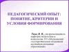 Педагогический опыт: понятие, критерии и условия формирования