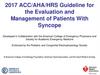2017 ACC/AHA/HRS Guideline for the Evaluation and Management of Patients With Syncope