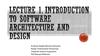 Introduction to Software Architecture and Design
