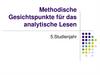 Methodische Gesichtspunkte für das analytische Lesen