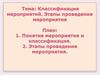 Классификация мероприятий. Этапы проведения мероприятия
