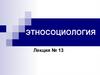 Этносоциология. Лекция № 13