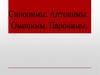 Синонимы. Антонимы. Омонимы. Паронимы