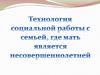 Технология социальной работы с семьей, где мать является несовершеннолетней