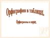 Орфография в таблицах. Орфограммы в корне