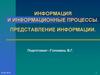 Информация и информационные процессы. Представление информации