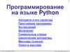 Программирование на языке Python 8 класс