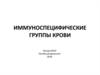 Иммуноспецифические группы крови. Лекция № 24