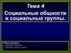 Социальные общности и социальные группы. Тема 4