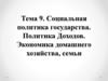 Социальная политика государства. Политика доходов. Экономика домашнего хозяйства, семьи