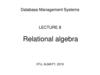 Relational algebra. Lecture 8