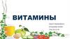 Витамины. Классификация. Номенклатура. Витамерия. Провитамины