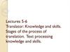 Translator: Knowledge and skills. Stages of the process of translation. Text processing knowledge and skills