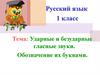 Ударные и безударные гласные звуки. Обозначение их буквами