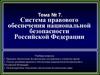 Система правового обеспечения национальной безопасности Российской Федерации. (Лекция 7)