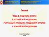 Сущность власти в РФ. Реализация принципа разделения властей