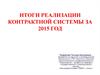 Итоги реализации контрактной системы за 2015 год