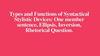 Types and Functions of Syntactical Stylistic Devices One member sentence, Ellipsis, Inversion, Rhetorical Question