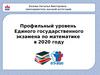 Профильный уровень Единого государственного экзамена по математике в 2020 году