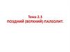 Поздний палеолит-мезолит-неолит. Тема 2.3-2.5