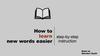 How to learn new words