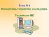 Назначение, устройство компьютера. Устройство ПК. Тема № 1