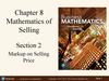 Mathematics of selling section. Markup on selling price