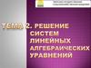 Решение систем линейных алгебраических уравнений