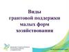 Виды грантовой поддержки малых форм хозяйствования