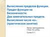 Вычисление пределов функции. Предел функции на бесконечности. Два замечательных предела. Вычисление числа «е»