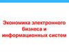 Экономика электронного бизнеса и информационных систем