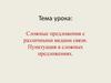 Сложные предложения с различными видами связи. Пунктуация в сложных предложениях