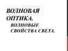 Волновая оптика. Волновые свойства света