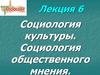 Социология культуры. Социология общественного мнения