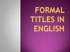Formal titles in english