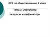 Экономика. Вопросы кодификатора
